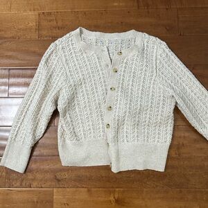 Cream Cable Knit Cardigan Sweater